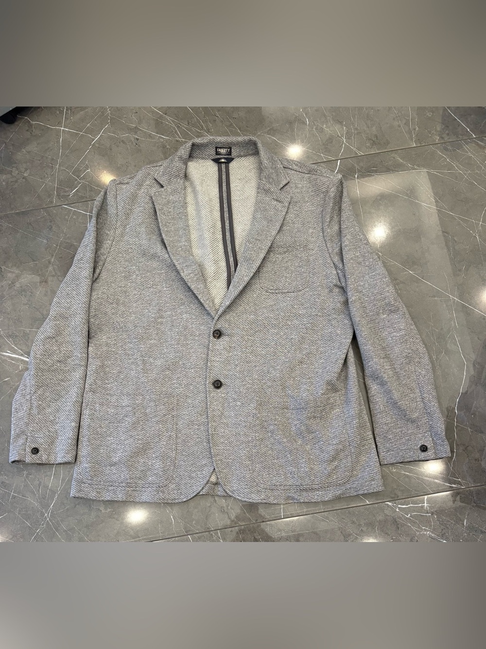 Men's Faherty Reserve Inlet Blazer Grey Melange XXL NWOT Organic Cotton Soft